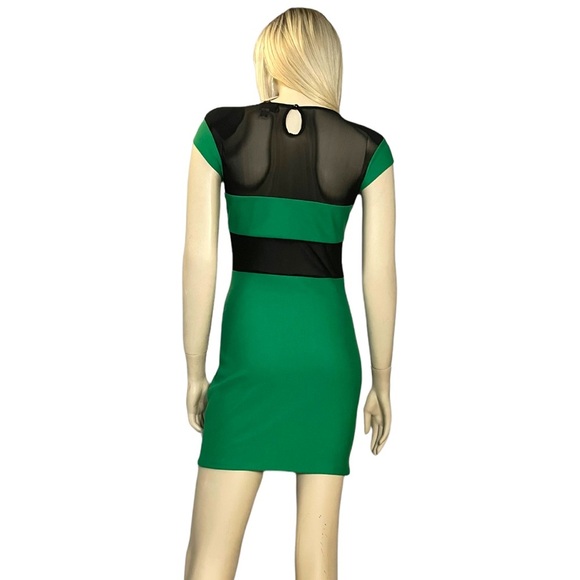Top Shop Green Sheer Panel Dress - Picture 2 of 9